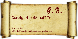 Gundy Nikétás névjegykártya